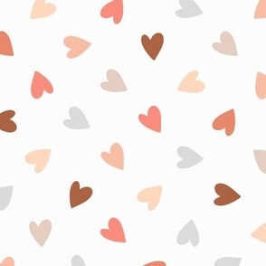 Valentine's Day hearts Browns, grey, peachy, pink  9x9