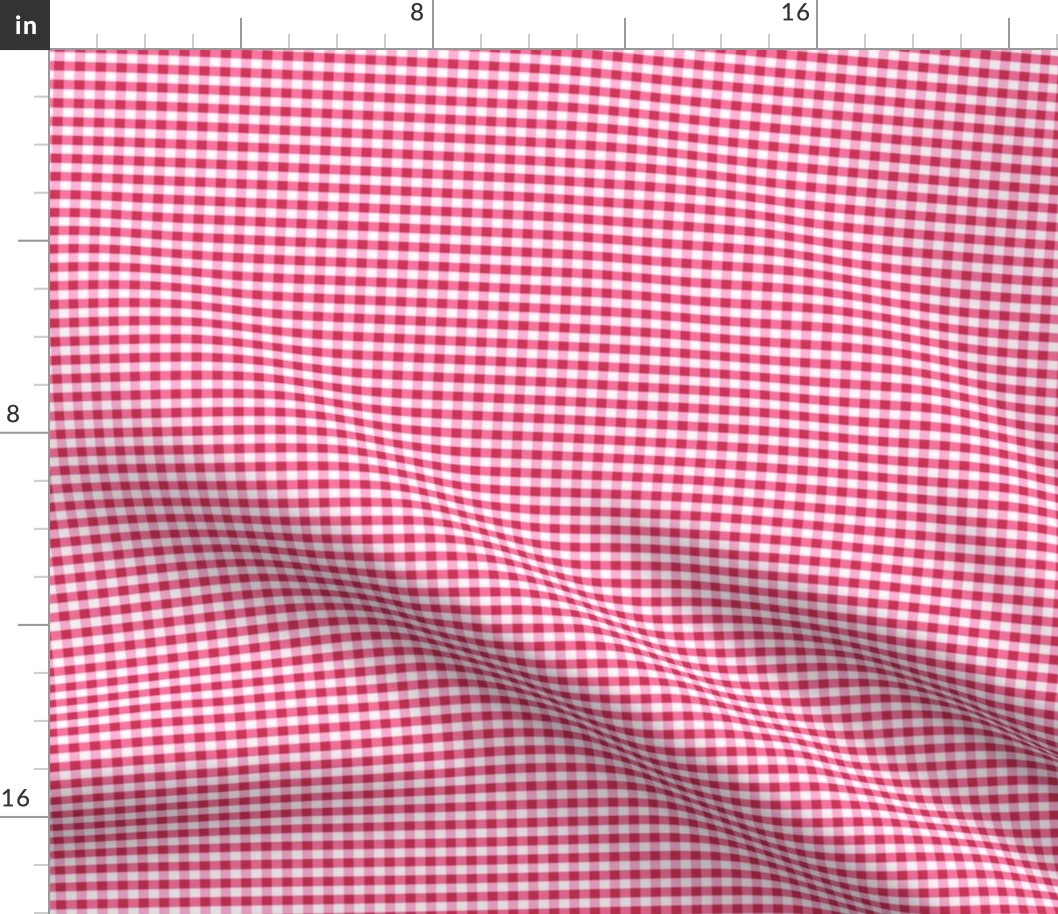 Cerise pink gingham stripes plaid Valentine's Day cottagecore