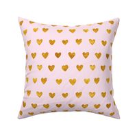 Gold leaf love hearts Valentine's Day and Christmas on festive pastel pink