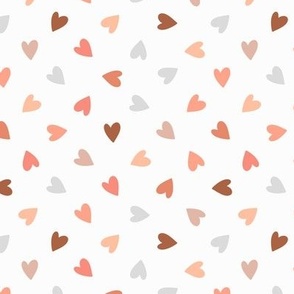 Valentine's Day hearts Browns, grey, peachy, pink - 6x6
