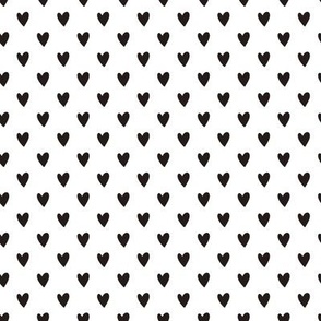 Valentine's Day hearts black on white 4x4