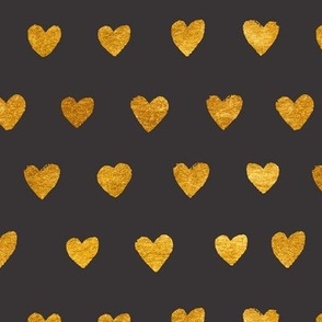 Gold leaf love hearts Valentine's Day and Christmas on festive black