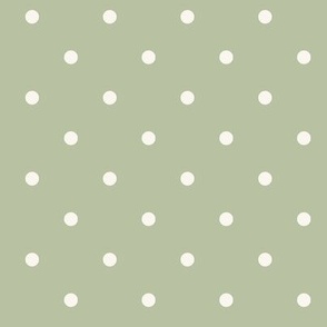 White polka dots on pale pastel spring green