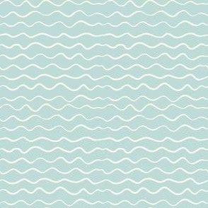 Strawberry swirl wavy lines stripes cream on light pastel blue - EXTRA SMALL SCALE