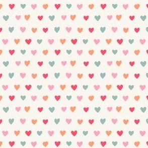 Textured love hearts Valentine's Day cream orange blue pink red - SMALL SCALE
