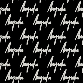 Modern Fashion Script with Textured Brush Marks, Black and Off-White 