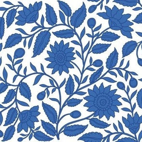 Blue And White Indian Florals