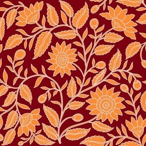 Orange Indian Florals