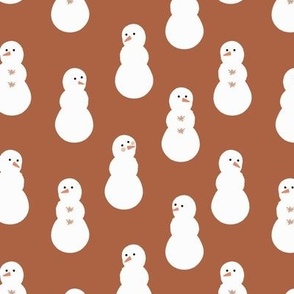 Christmas winter snowmen on brown neutrals 6X6