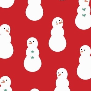  Christmas winter snowmen on red 9x9