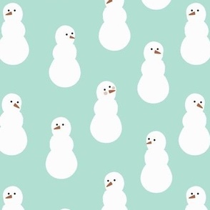 Christmas winter snowmen on mint 7x7