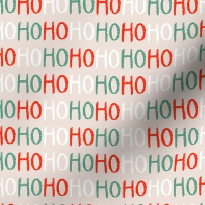 Christmas Ho Ho Ho red, white, green on neutral 6x6