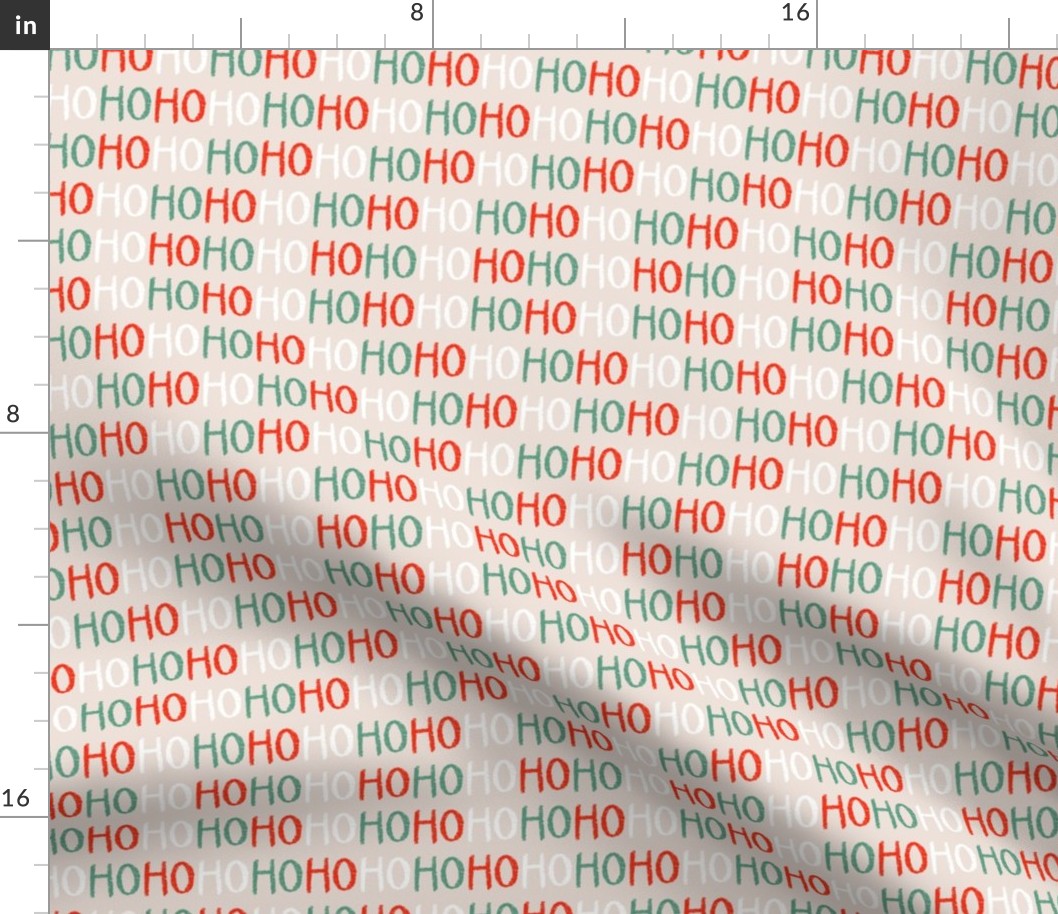 Christmas Ho Ho Ho red, white, green on neutral 6x6