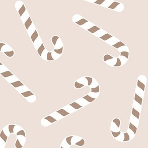 candy canes brown/white neutral tossed large 9x9
