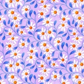 Blue Daisy Tangle on Purple