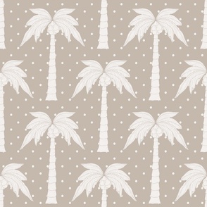 Large - Palm Cove - Palm Tree Block Print -   Sand Beige 