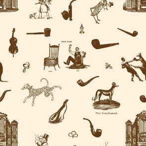 HUSBAND TOILE LARGE - LIBRARY TOILE COLLECTION   (CHESTNUT)