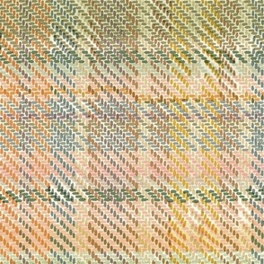 large scale colour5 hand drawn tartan weave / warm autumnal natural olive