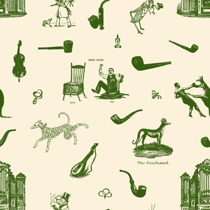 HUSBAND TOILE LARGE - LIBRARY TOILE COLLECTION  (GREEN)