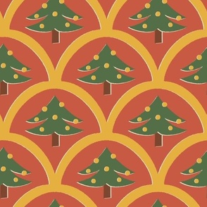 Retro Christmas tile red - large scale