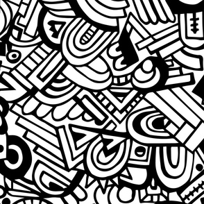 black complex doodle pattern - large