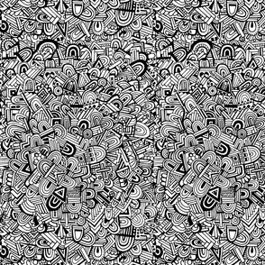 black complex doodle pattern - small
