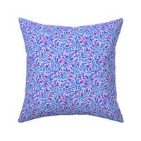 Cobalt Blue and Hot Pink Floral on Light Purple