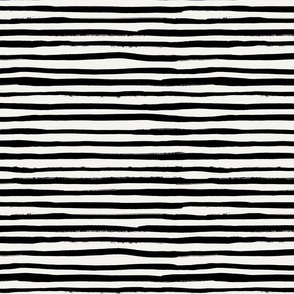 Irregular Organic Stripes – Scandinavian Hand-Drawn Horizontal Lines with Brush Marks, Off-White and Black