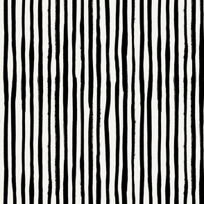 Irregular Organic Stripes – Scandinavian Hand-Drawn Vertical Lines with Brush Marks, Off-White and Black