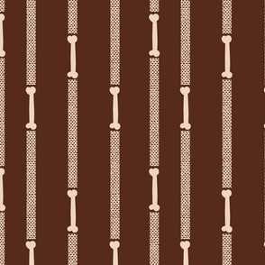 Bones and textured stripes -Monster Mash- off white and brown