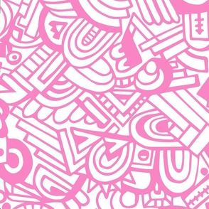 pink complex doodle pattern - large