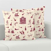 HUSBAND TOILE SMALL - LIBRARY TOILE COLLECTION (MERLOT)