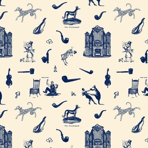 HUSBAND TOILE SMALL - LIBRARY TOILE COLLECTION (NAVY)