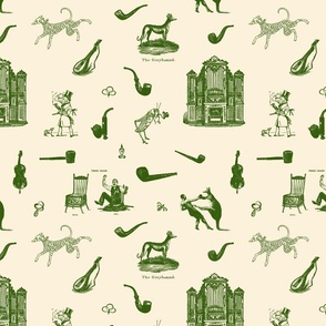 HUSBAND TOILE SMALL - LIBRARY TOILE COLLECTION (GREEN)