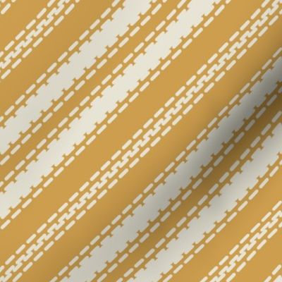 Mustard Yellow diagonal stripes french linen ticking