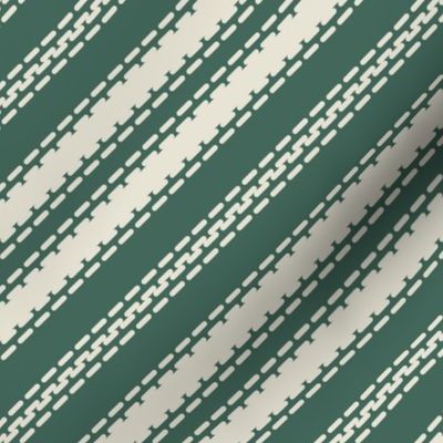 Pine Green diagonal stripes french linen ticking