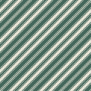 Pine Green diagonal stripes french linen ticking