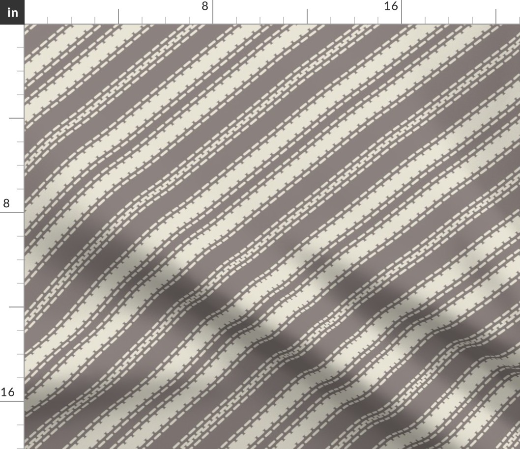 Neutral Greige diagonal stripes french linen ticking