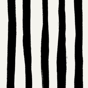 Bold Organic Stripes – Irregular Hand-Drawn Vertical Lines with Brush Marks, Off-White and Black (Large Scale)