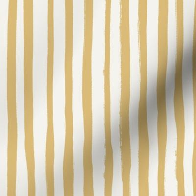 Irregular Organic Stripes – Scandinavian Hand-Drawn Vertical Lines with Brush Marks, Off-White and Golden Ochre