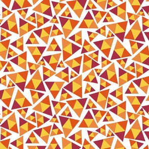 Triangles Tossed in Red and Orange on White