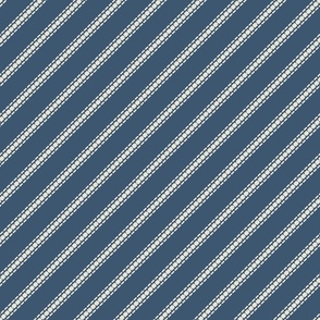 Diagonal thin stripes cream navy french linen