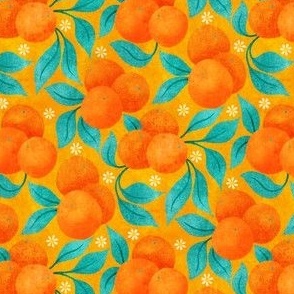 Floral Oranges on Light Orange