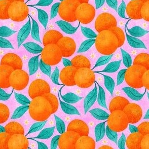 Floral Oranges on Light Pink