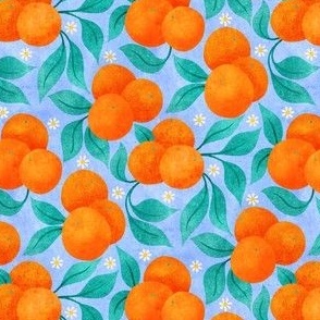 Floral Oranges on Light Blue