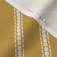 Diagonal thin stripes cream mustard yellow french linen