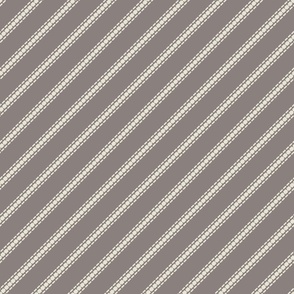 Diagonal thin stripes cream greige french linen