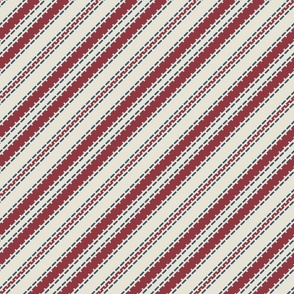 Red Navy Blue diagonal french ticking stripes