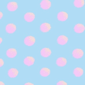 Neon Pink Polka dot chalk style pattern with blue background