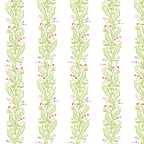 traditional green floral pattern with leaves on beige background